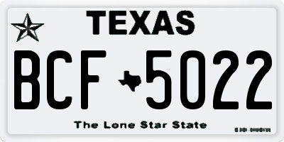 TX license plate BCF5022