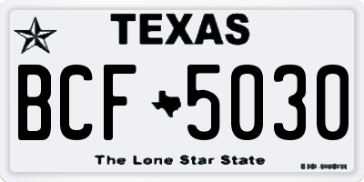 TX license plate BCF5030