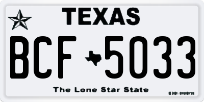 TX license plate BCF5033