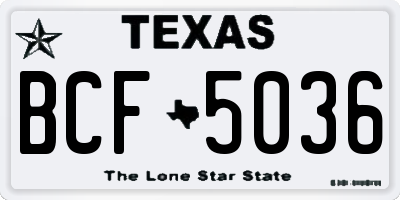 TX license plate BCF5036