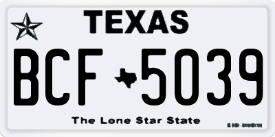 TX license plate BCF5039