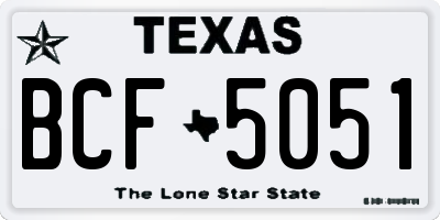 TX license plate BCF5051