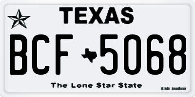 TX license plate BCF5068