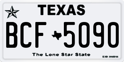 TX license plate BCF5090