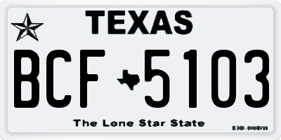 TX license plate BCF5103