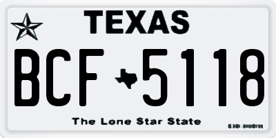 TX license plate BCF5118