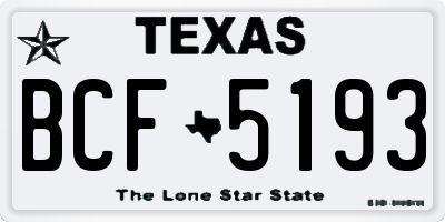 TX license plate BCF5193