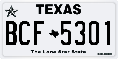 TX license plate BCF5301