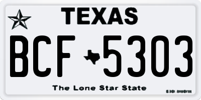 TX license plate BCF5303