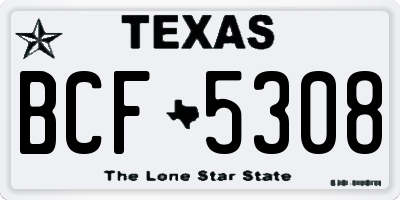 TX license plate BCF5308