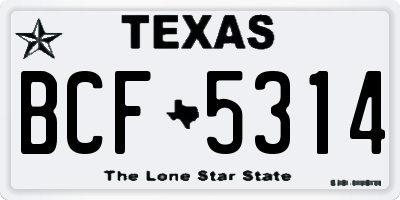 TX license plate BCF5314
