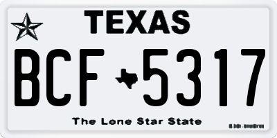 TX license plate BCF5317