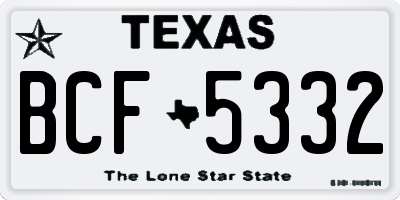 TX license plate BCF5332