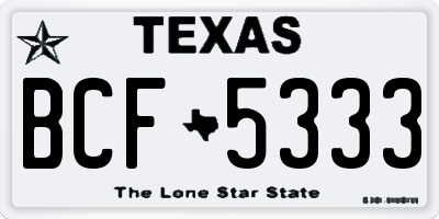 TX license plate BCF5333
