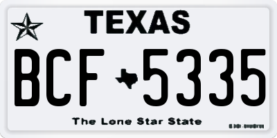 TX license plate BCF5335