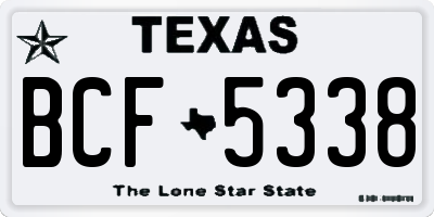 TX license plate BCF5338