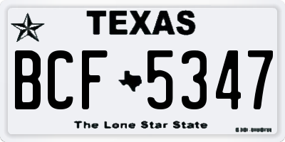TX license plate BCF5347