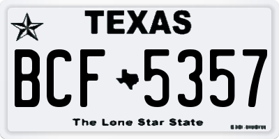 TX license plate BCF5357