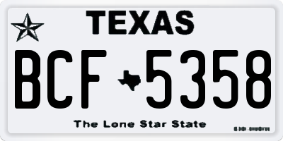 TX license plate BCF5358