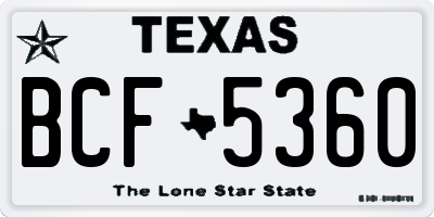 TX license plate BCF5360