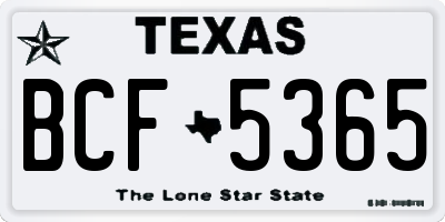 TX license plate BCF5365