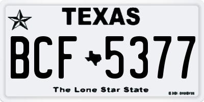 TX license plate BCF5377