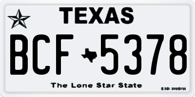 TX license plate BCF5378