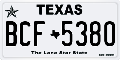TX license plate BCF5380