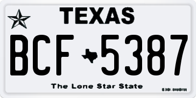 TX license plate BCF5387