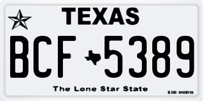 TX license plate BCF5389