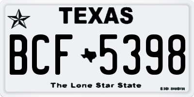 TX license plate BCF5398