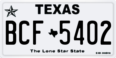 TX license plate BCF5402