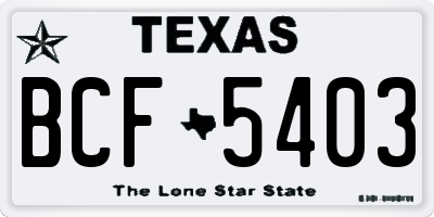 TX license plate BCF5403