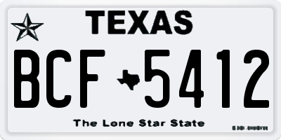 TX license plate BCF5412