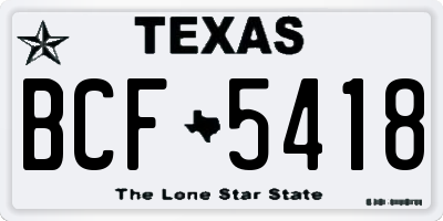TX license plate BCF5418
