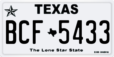 TX license plate BCF5433