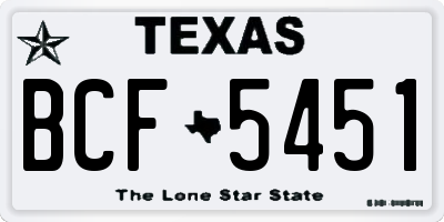 TX license plate BCF5451