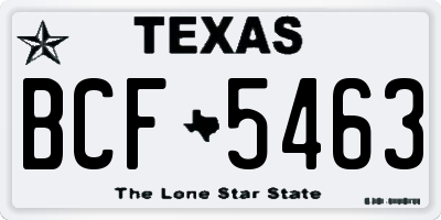 TX license plate BCF5463