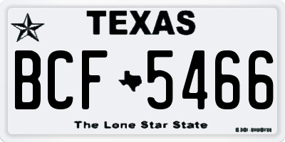 TX license plate BCF5466