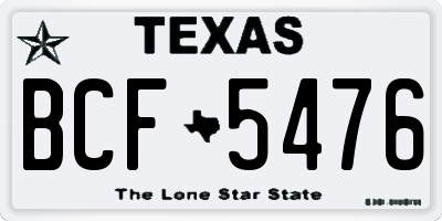 TX license plate BCF5476