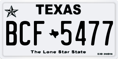 TX license plate BCF5477