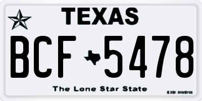 TX license plate BCF5478
