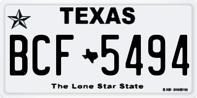 TX license plate BCF5494