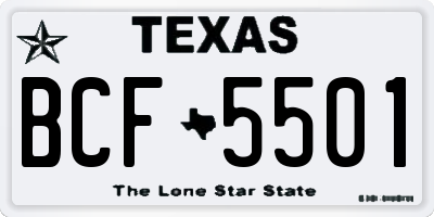 TX license plate BCF5501