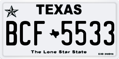 TX license plate BCF5533