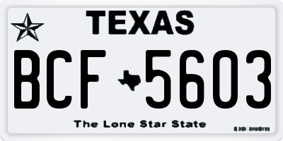 TX license plate BCF5603