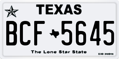 TX license plate BCF5645