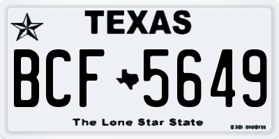 TX license plate BCF5649
