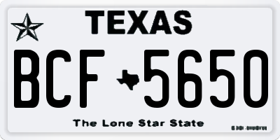 TX license plate BCF5650