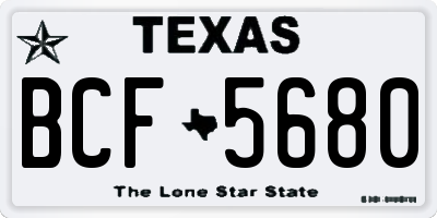 TX license plate BCF5680